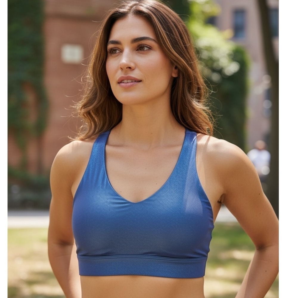 Spiritual Gangster Harlow High Gloss Tank Sports‎ Bra Midnight Blue Activewear S